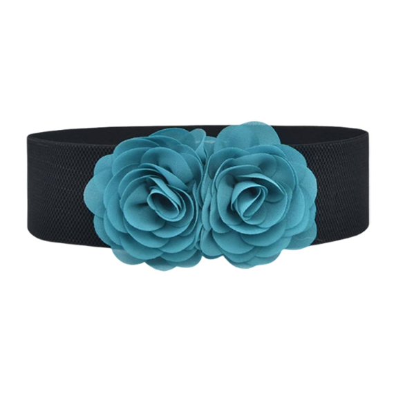 yuksok Womens Wide Belt Casual Corset Belt Elastic Waist Belt for Coat Dress Decoration Black and Blue