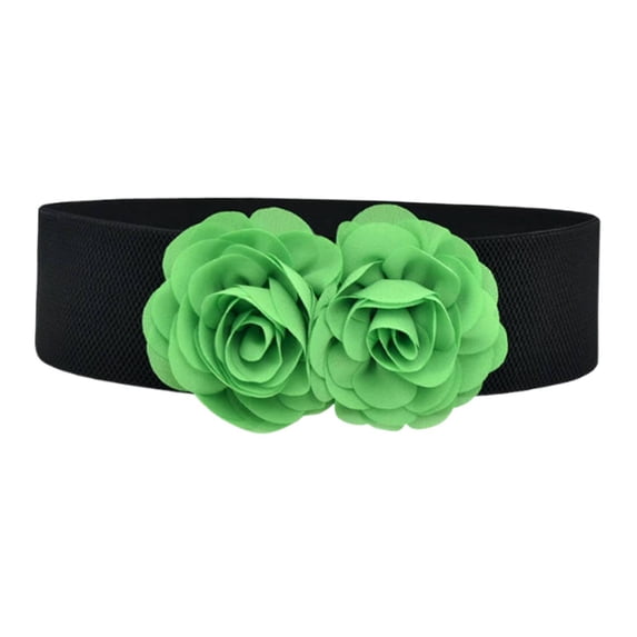 yuksok Womens Wide Belt Casual Corset Belt Elastic Waist Belt for Coat Dress Decoration Black and Green