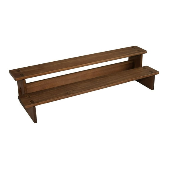 yuksok Wood Display Riser Fashion Jewelry Organizer Rack for Toys Sculptures Crafts 2 Layer 40cm