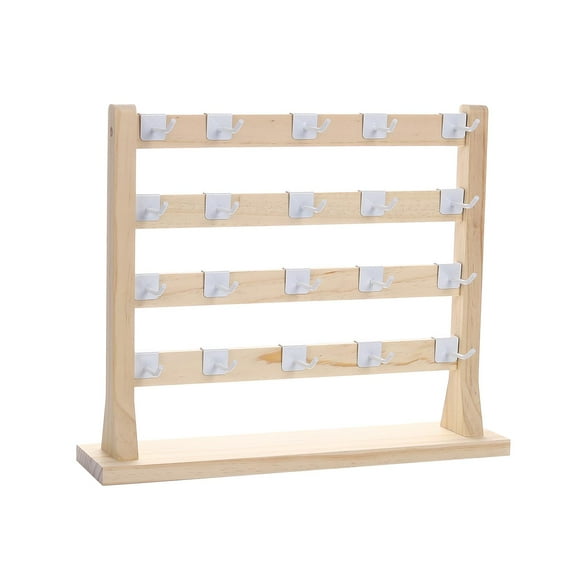 yuksok Wooden Ears Display Stand Removable Hooks Necklace Holder Jewelry Holder 4 Tier