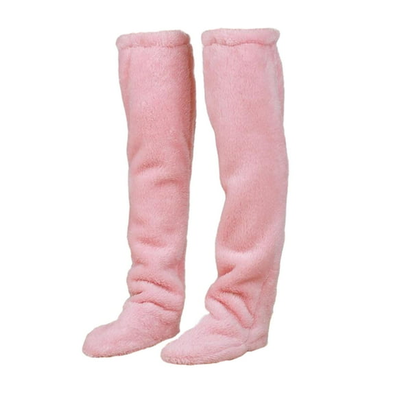 yuksok over Knee High Fuzzy Socks Bedroom Boot Socks Lady Cozy Super Soft for Women Pink L