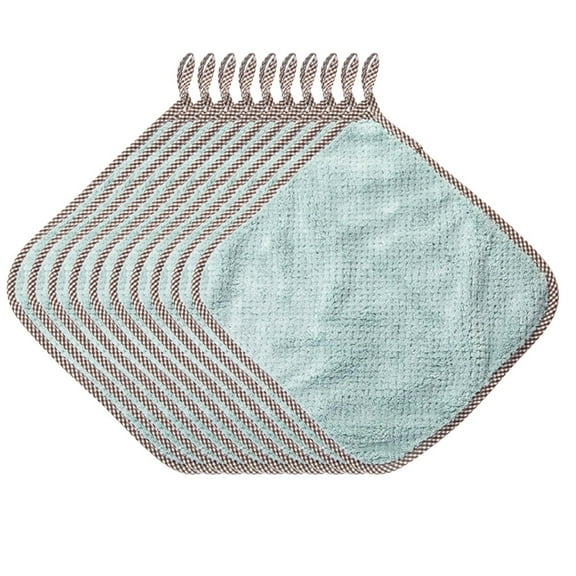 yulier 10 Pack Kitchen Dish Towels, 10"x 10" Dish Rags Kitchen Dishcloth Set, Soft Absorbent Hand Towels with Hanging Loop, Cotton Cleaning Cloths for Kitchen Bathroom, Green