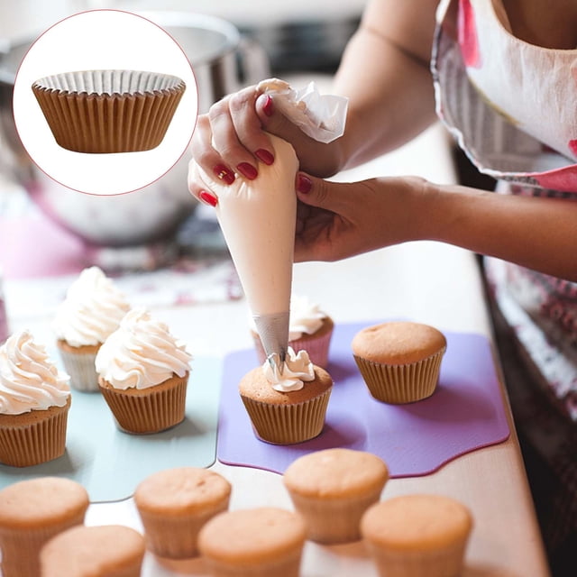 yulier 100 Pcs Round Baking Cups Cupcake Liners Muffin Liners, No Smell, Food Grade, Grease-Proof Paper Baking Cups for Wedding Birthday Party (Coffee)