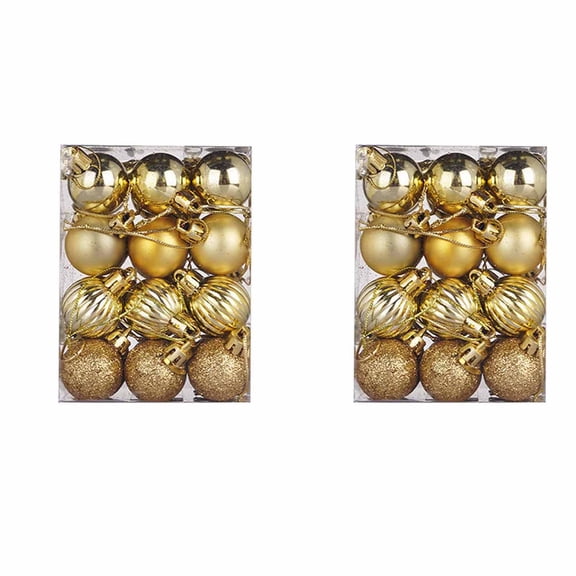 yulier 2 Boxes Christmas Ball Ornaments 48 Pcs 3cm Christmas Tree Decorations Holiday Hanging Balls 4 Style Shatterproof Christmas Ornaments