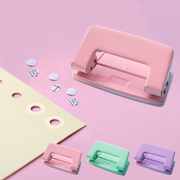 yulier 2 Hole Punch, Paper Hole Punches, Small Circle Paper Punch for DIY Crafts Gift Tags Tickets Scrapbooks, Pink