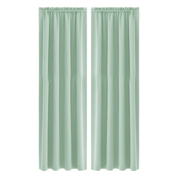 yulier 2 Panels Blackout Curtains for Bedroom Living Room, Solid Color Thermal Insulated Drapes, Rod Pocket Window Treatments, Noise Reducing Long Curtains for Home Dorm, 84" x 38", Mint Green