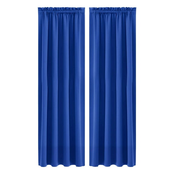 yulier 2 Panels Blackout Curtains for Bedroom Living Room, Solid Color Thermal Insulated Drapes, Rod Pocket Window Treatments, Noise Reducing Long Curtains for Home Dorm, 84" x 38", Blue