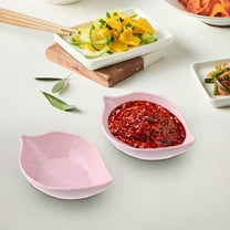 yulier 2 Pcs Appetizers Plates, Leaf-Shaped Wheat Straw Small Dessert Plates, Reusable Lightweight Plastic Candy Nut Snack Bowls Fruit Dishes, Soy Sauce Dishes Seasoning Bowls for Wedding Party