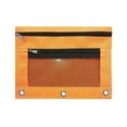 thumbnail image 1 of yulier 2 Pcs Binder Pencil Pouch, Pencil Pouch for 3 Ring Binder, 3 Hole Pencil Case with 2 Pockets, Clear Window Zipper Pencil Bag, Office College Stationery Pen Bag, Orange, 1 of 6