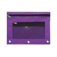 thumbnail image 1 of yulier 2 Pcs Binder Pencil Pouch, Pencil Pouch for 3 Ring Binder, 3 Hole Pencil Case with 2 Pockets, Clear Window Zipper Pencil Bag, Office College Stationery Pen Bag, Purple, 1 of 5