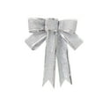 thumbnail image 1 of yulier 2 Pcs Christmas Glitter Bows for Wreath Christmas Tree Decorations, 5.9" Wreath Bows Xmas Tree Ribbon Bows Ornaments for Xmas Holiday Party Home Decor, Silver, 1 of 7