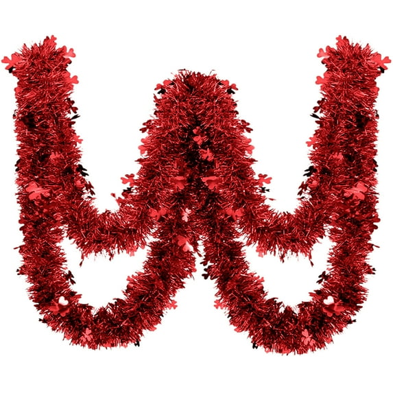 yulier 2 Pcs Christmas Tinsel Garland, Shiny Metallic Foil Garland Christmas Tree Decorations, Birthday New Year Party Supplies Indoor Outdoor Window Wall Decor