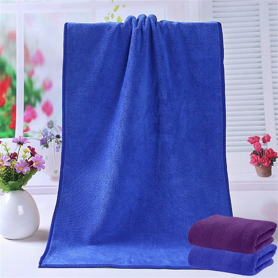 yulier 2 Pcs Hand Towel for Bathroom, Washcloth Soft Hand Face Towel, Highly Absorbent Quick Dry Microfiber Coral Velvet Hair Drying Towel, 14"x30", Blue and Purple