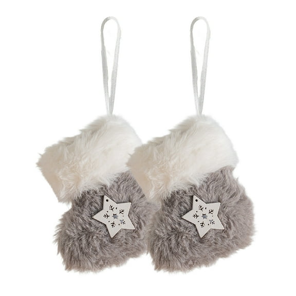 yulier 2 Pcs Mini Plush Christmas Stockings, 3.93 Inch Cute Little Xmas Stockings Hanging Ornaments Christmas Tree Decorations, Small Christmas Stockings Pendants, Gray