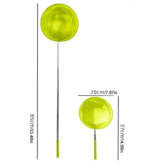 yulier 2 Pcs Telescopic Butterfly Fishing Nets, 14.56-33.46 Inch Outdoor Butterfly Net Fishing Landing Net with Stainless Steel Pole Handle and Fine Mesh, Yellow