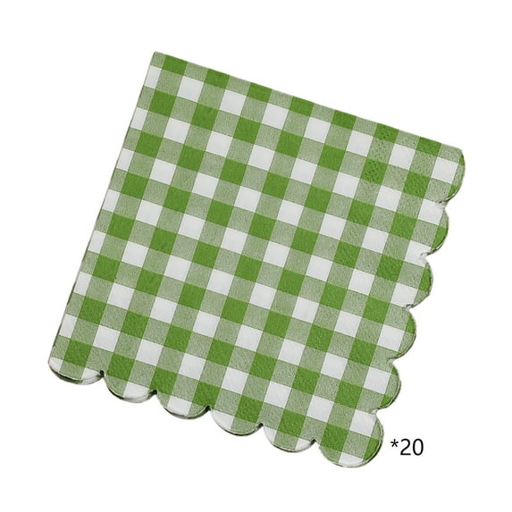 yulier 20 Pcs Plaid Paper Napkins, Fall Decor Checkered Disposable Napkins, Paper Hand Towels for Halloween Thanksgiving Christmas Party Supplies Tableware, 4.92" x 4.92", Green