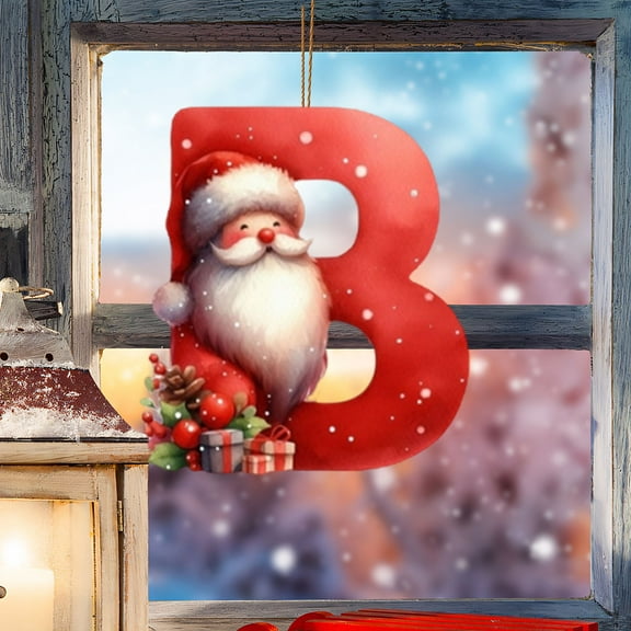 yulier 26 Initial Letter Christmas Ornaments, Red Personalized Christmas Initial Ornaments with Santa Claus, Christmas Tree Decoration Hanging Pendant Xmas Gifts for Kids Family