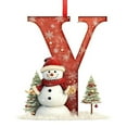 thumbnail image 1 of yulier 26 Initial Letter Christmas Ornaments, Red Personalized DIY Christmas Initial with Christmas Tree and Snowman, Christmas Tree Decoration Hanging Pendant Christmas Gifts, 1 of 2