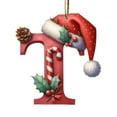 thumbnail image 1 of yulier 26 Initial Letter Christmas Ornaments Xmas Gifts, Red Personalized Christmas Alphabet Ornaments with Santa Hat, Acrylic Hanging Pendant for Christmas Stockings Tree Decorations, 1 of 6