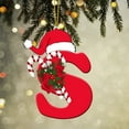 thumbnail image 1 of yulier 26 Letter Christmas Ornaments, Red Personalized Christmas Initial Ornaments with Santa Hat and Candy Cane, Christmas Tree Stockings Decoration Acrylic Hanging Pendant Xmas Gifts, 1 of 6