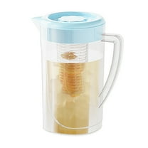 yulier 2L Plastic Pitcher with Lid and Handle for Fridge, Water Pitcher for Hot/Cold Water, Fruit Infuser Pitcher, Iced Tea Juice Lemonade Beverage Container for Home Kitchen Party