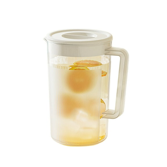 yulier 2L Plastic Water Pitcher for Fridge, Cold Water Kettle with Lid and Handle for Home Kitchen Party, Iced Tea Pitcher for Lemonade Juice Beverage, White