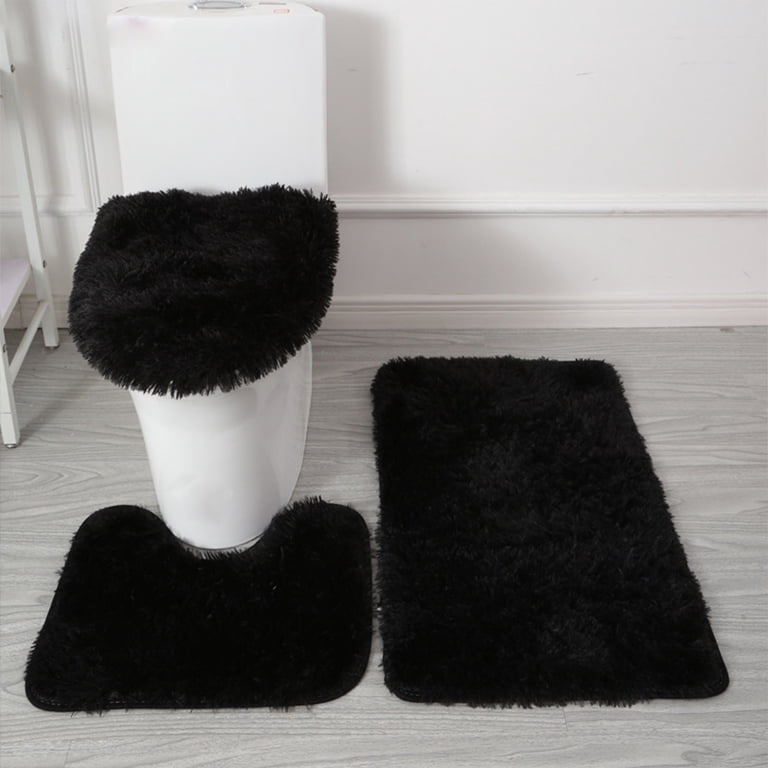 3-Piece Soft Fluffy Bathroom Rug Set - Contour Mat, Lid Cover, Soft Microfiber