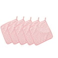 thumbnail image 1 of yulier 5 Pack Kitchen Dish Towels , 12"x12" Dish Rags with Hanging Loop, Microfiber Cleaning Cloths, Ultra Soft Absorbent Quick Drying Wave Dish Cloths, Pink, 1 of 6