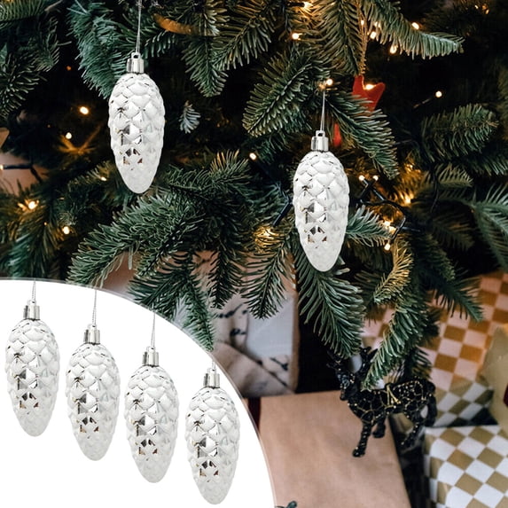 yulier 5 Pcs Christmas Pinecone Ornaments Hanging Pine Cone Glitter Pinecone Christmas Ornaments for Holiday Xmas Christmas Tree Decorations