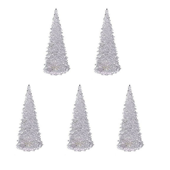 yulier 5 Pcs Tabletop Christmas Tree Colorful LED Acrylic Night Light, Light Up Christmas Tree Tabletop Lighted Christmas Tree Christmas Decorations Gifts 16.5 cm