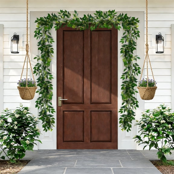 yulier 6.23 FT Artificial Greenery Garland, Spring Summer Faux Leaves Vines, Fake Hanging Plants for Wedding Backdrop Arch Wall Door Indoor Outdoor Decoration