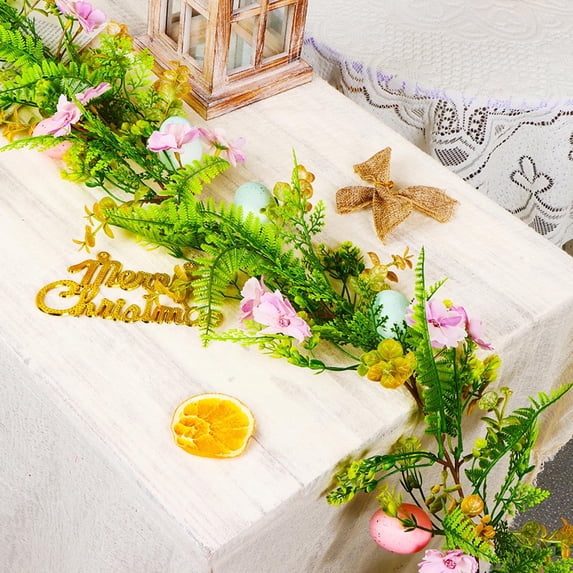 yulier 74.8 inch Artificial Easter Garland with Easter Eggs and Flowers, Spring Garland, Artificial Eggs Floral Vines Hanging Garland for Wedding Spring Home Party Wall Door Table Fireplace Decor