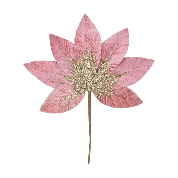 yulier Artificial Christmas Flowers Christmas Tree Wreath Garland Decorations, Glitter Christmas Leaves Picks with Stems for Vase Bouquet Wedding Holiday Party Table Centerpieces, 12.2" x 10.24"