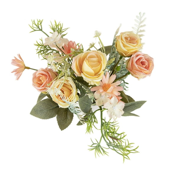 yulier Artificial Flowers Silk Flowers Roses Bouquet Wedding Spring Summer Decorations Fake Roses Bouquet for Table Centerpiece Home Vase Decor, Rose Gold