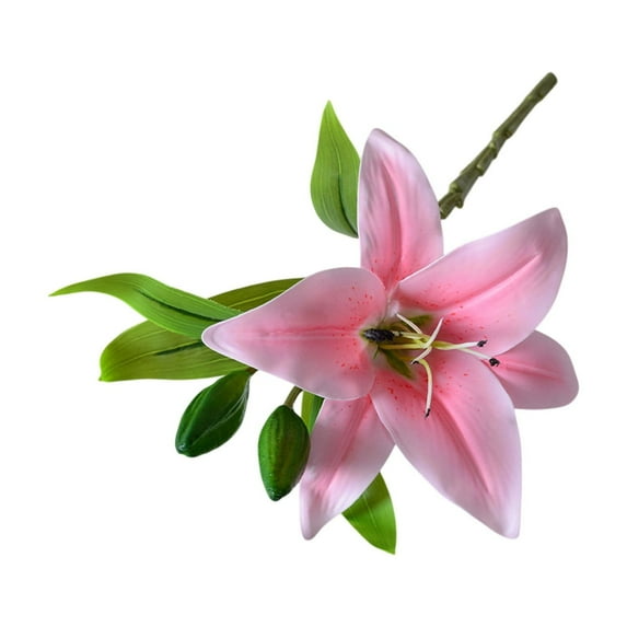 yulier Artificial Lily Flowers Silk Flower Lilies with Stems, Fake Flowers Plastic Lilies for Spring Wedding Party Indoor Home Office Vase Table Centerpieces, Pink