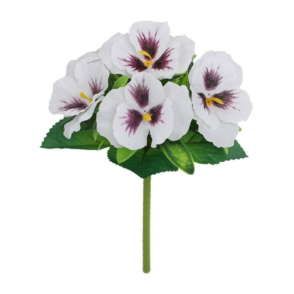 yulier Artificial Pansy Flowers, Silk Pansy Flowers, Fake Pansy Bouquet Plastic Faux Flowers for Home Office Vase Wedding Table Centerpiece Indoor Outdoor Garden Patio Porch Decor, White