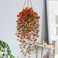 thumbnail image 1 of yulier Artificial Violet Hanging Flowers for Outdoor Decoration, Fake Hanging Plants for Summer Outside Home Porch Garden Patio Hanging Planter, Orange, 1 of 4
