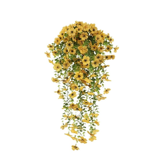 yulier Artificial Violet Hanging Flowers for Outdoor Decoration, Fake Hanging Plants for Summer Outside Home Porch Garden Patio Hanging Planter, Yellow