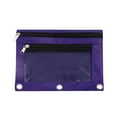 thumbnail image 1 of yulier Binder Pencil Pouch, Pencil Pouch for 3 Ring Binder, Clear Window Pencil Bag with Zipper and 3 Reinforced Grommets, 3 Hole Pencil Case Stationery Pen Bag for Office College, Purple, 1 of 4