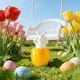 thumbnail image 1 of yulier Ceramic Easter Egg Bunny Figurine Decorative Tabletop Ornament for Easter Home Living Room Bedroom Office Desk Shelf Mantel Decor, Gift for Family Friends, Yellow, 1 of 6