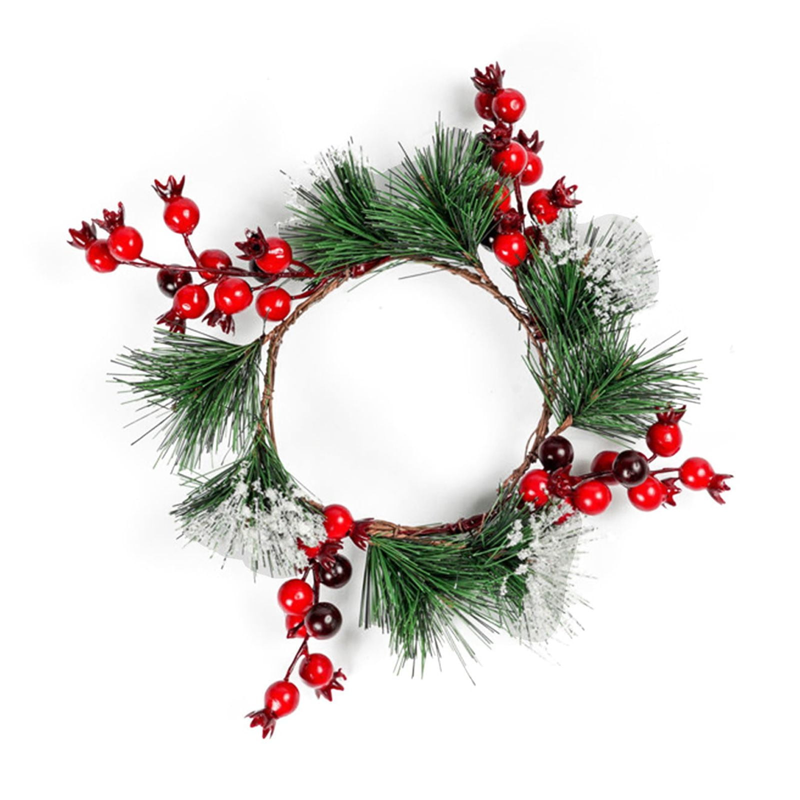 yulier Christmas Candle Rings Artificial Red Berries Candle Rings ...