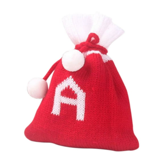 yulier Christmas Candy Bag Monogram Christmas Gift Bag Knitted Xmas Candy Gifts Bag Embroidered Christmas Bags with Initials Letter Christmas Decorations