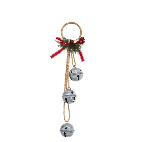 yulier Christmas Decorative Bells, 3 Pieces Vintage Metal Bells on Hanging Rope, Christmas Decorations Bell Ornaments Christmas Tree Wreath Door Wall Decor