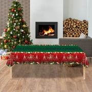yulier Christmas Disposable Tableware Set, 108" x 54" Disposable Plastic Tablecloth, Merry Christmas Table Cover, Christmas Party Supplies Table Decor