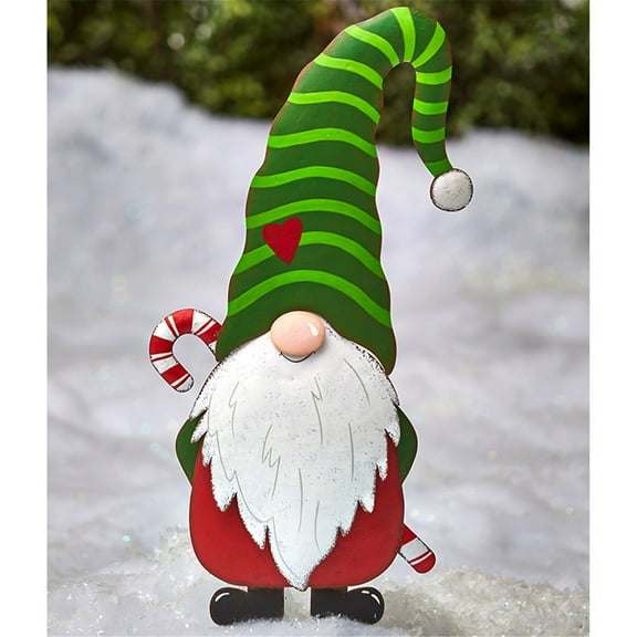 yulier Christmas Gnome Metal Garden Stakes, Christmas Outdoor Decorations, Santa Gnome Yard Stakes Yard Signs, Holiday New Year Winter Xmas Decor for Outside Lawn Patio