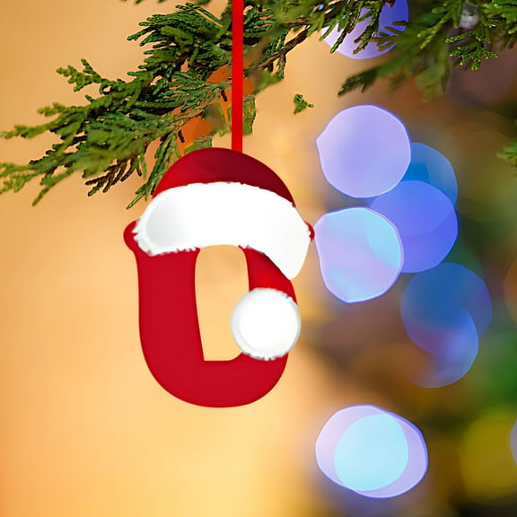 yulier Christmas Initial Ornaments, Personalized DIY 26 Letters Christmas Tree Decoration Pendant, Red Acrylic Initial Monogram Shape Xmas Tree Hanging Decor Christmas Gifts for Kids