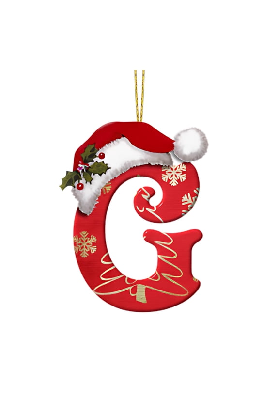 yulier Christmas Initial Ornaments, Personalized DIY 26 Letters Christmas Tree Decoration Pendant, Red Acrylic Initial Monogram Shape Xmas Tree Hanging Decor Christmas Gifts