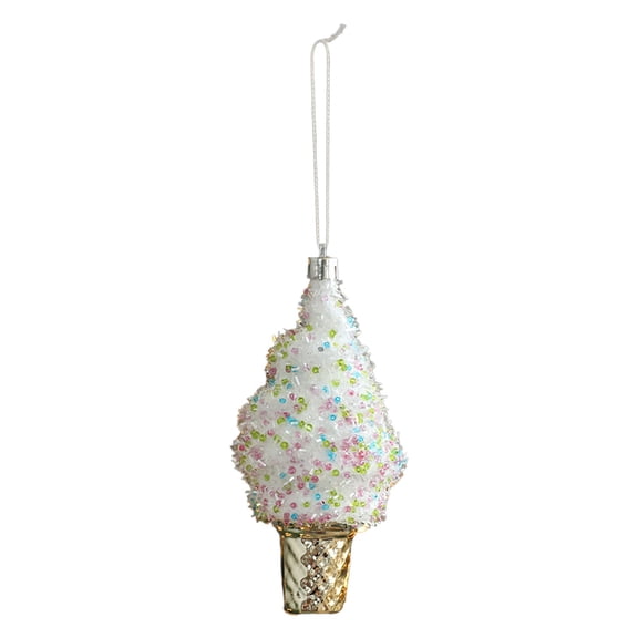 yulier Christmas Ornaments, Christmas Tree Decorations, Plastic Glitter Santa Claus/Christmas Tree/Angel/Popcorn/Donut/Ice Cream/Shell/Dog/Heart Shape Hanging Pendant Holiday Party Home Decor