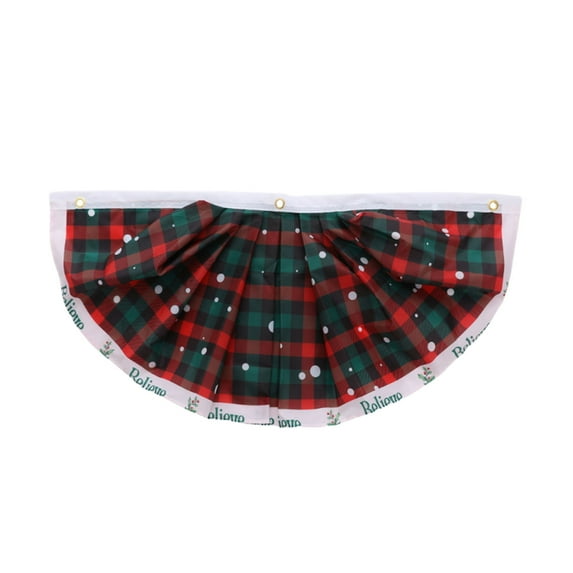 yulier Christmas Plaid Pleated Fan Flag, Checkered Bunting Banner Half Fan Flag, Christmas Decorations Indoor Outdoor, Christmas Party Home Porch Yard Decor, 35.4"x17.7"