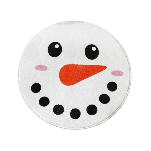 yulier Christmas Round Area Rug, 31.5inch Soft Plush Snowman Rug, Non-Slip Washable Indoor Carpet for Bedroom Living Room, Christmas Decorations